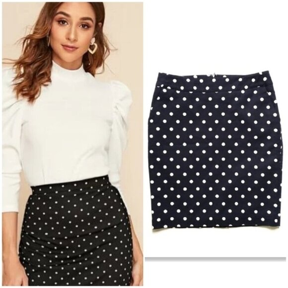 Merona Dresses & Skirts - Classic Black & White Polka Dot High Waist Skirt lined With Pockets EUC